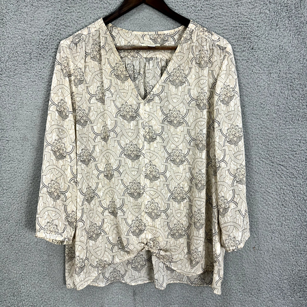 Saint Tropez West Boho Floral Sheer Top Flowy Coastal Layering Cottage Artsy - Picture 1 of 9